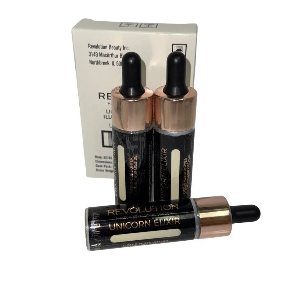 Makeup Revolution Unicorn Elixir Liquid Highlighter 0.61oz / 18ml – Lot of 3 – N